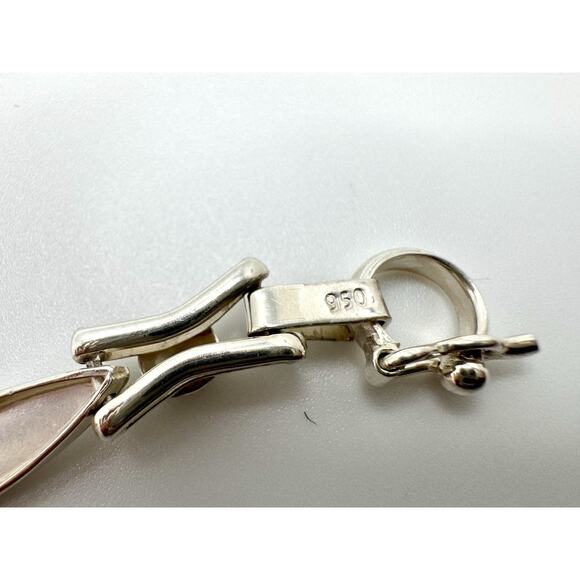 Designer Peruvian Sterling Silver 950 and 18K Gold Inlay Bracelet - 7.5” - Picture 6 of 6